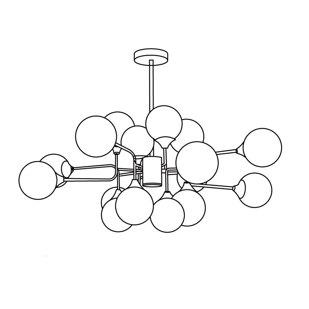 Stilnovo Chandelier 16heads ∅ 39.4″ x H 19.7″ / Dia 100cm x H 50cm / Black & Gold & White Chandelier