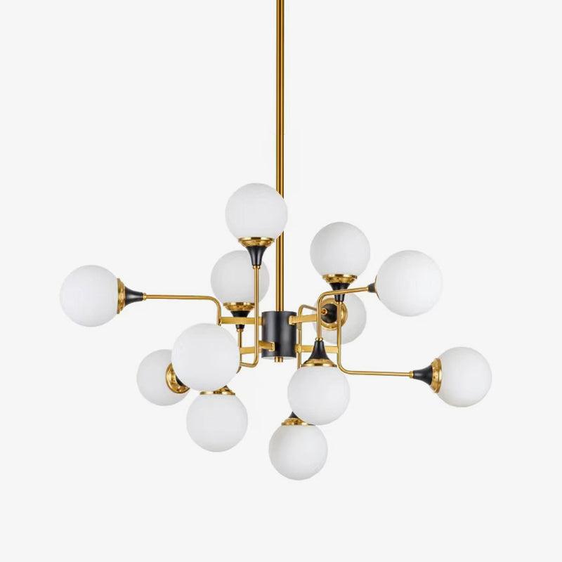 Stilnovo Chandelier 12heads ∅ 39.4″ x H 19.7″ / Dia 100cm x H 50cm / Black & Gold & White Chandelier