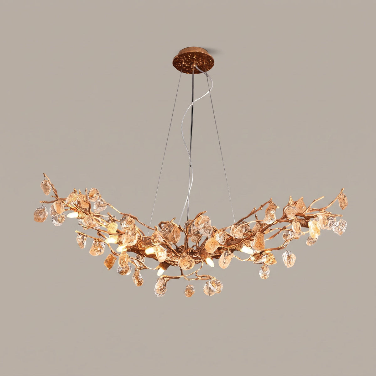 Stone Crystal Brass Chandelier