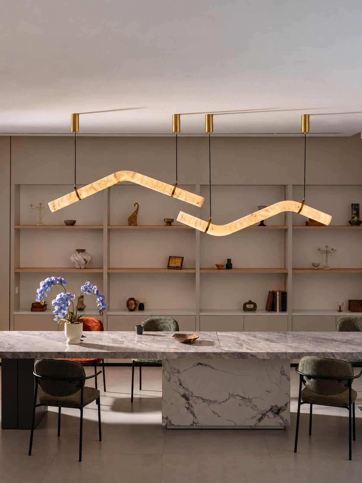 Streamlined Alabaster Pendant Lamp