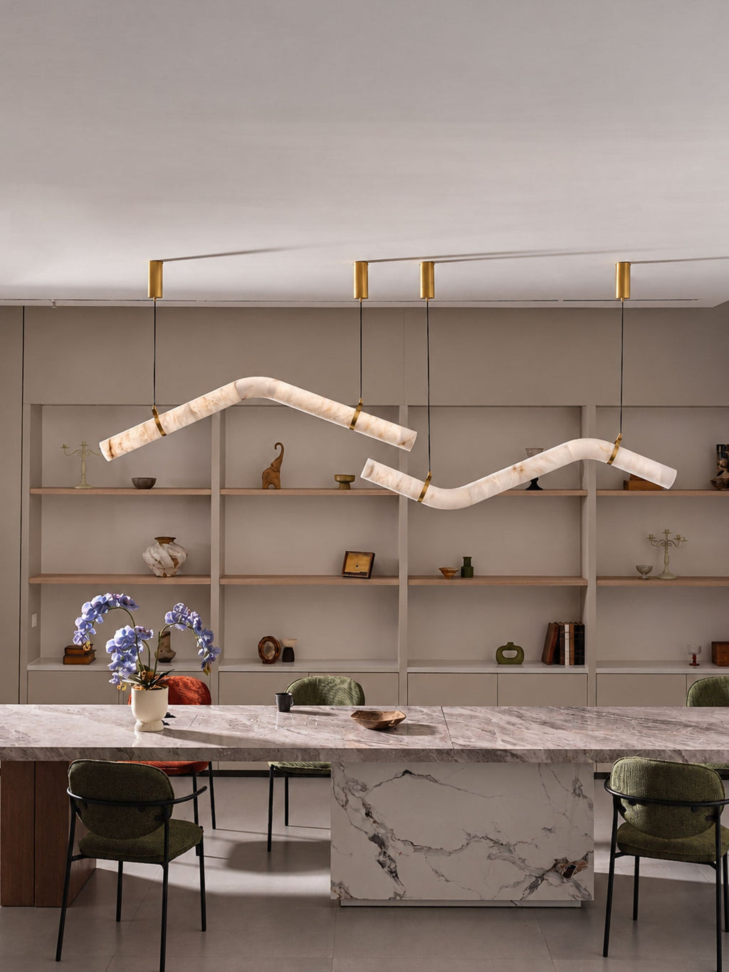 Streamlined Alabaster Pendant Lamp