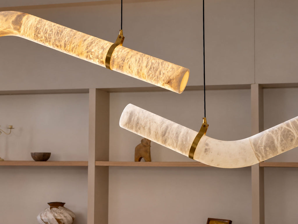 Streamlined Alabaster Pendant Lamp