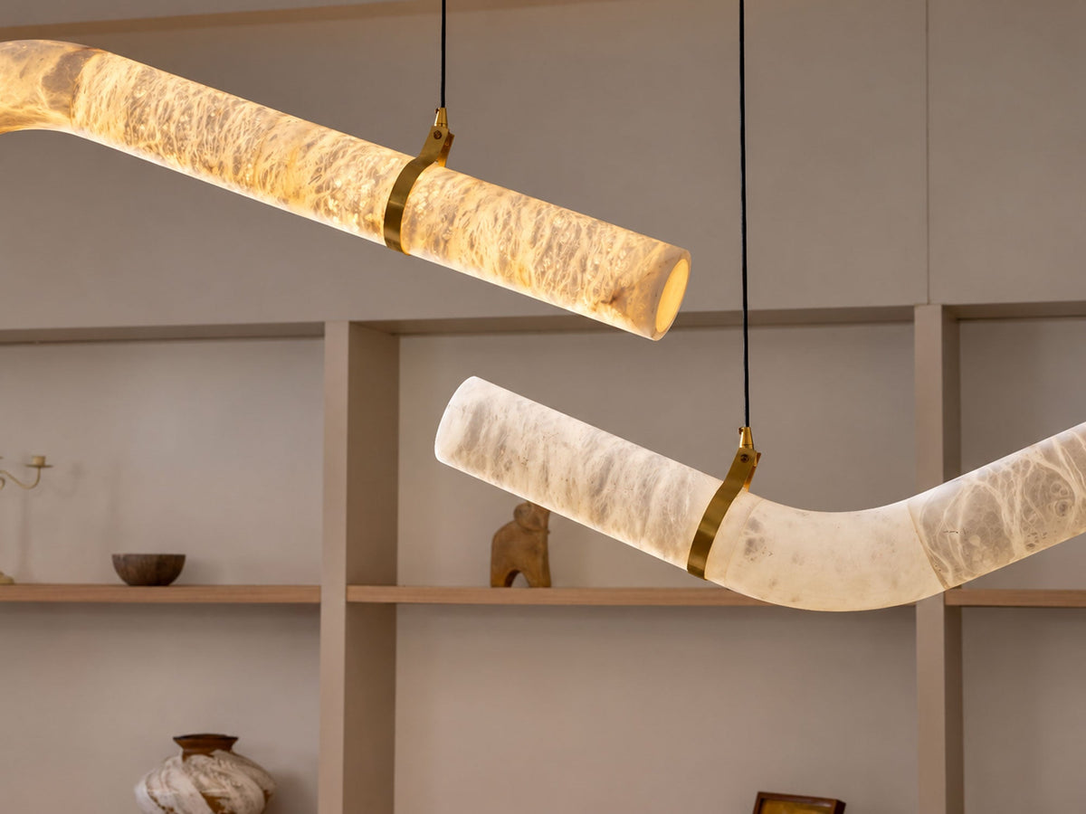 Streamlined Alabaster Pendant Lamp