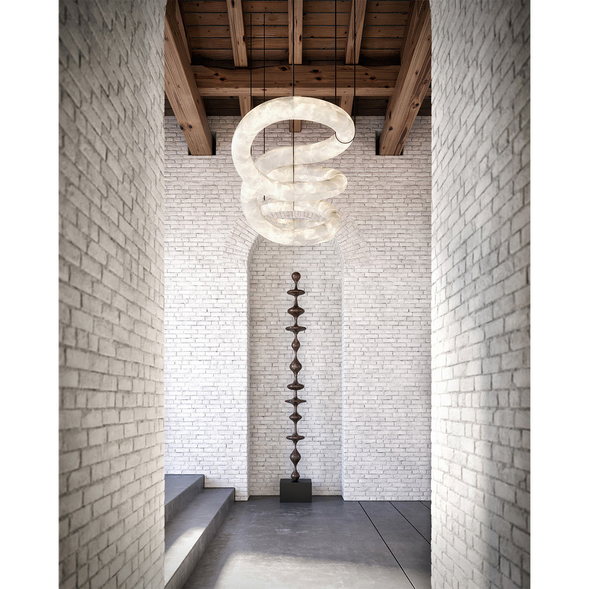 Streamlined Alabaster Pendant Lamp