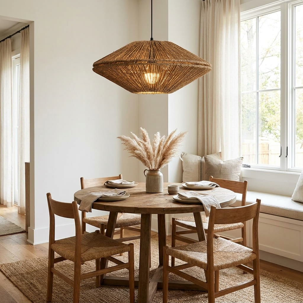 Sunburst Woven Straw Pendant Lamp