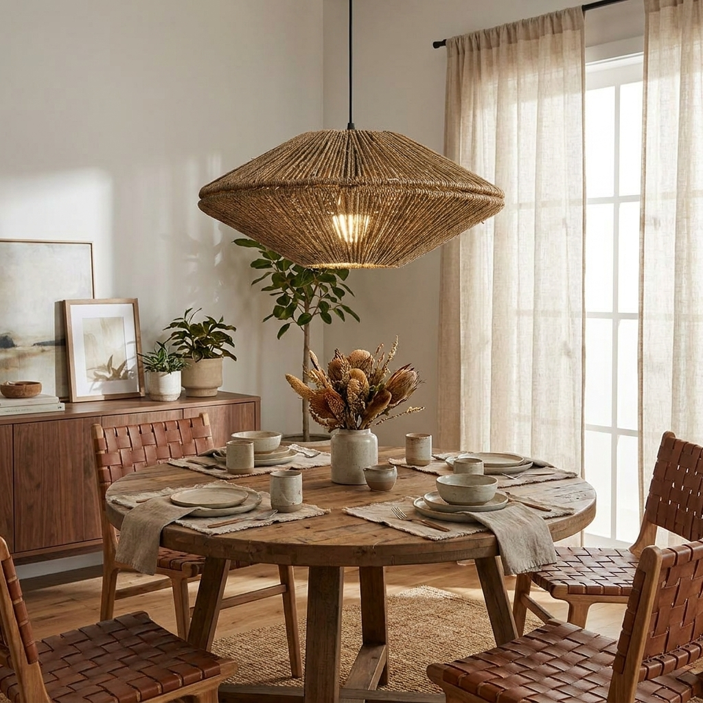 Sunburst Woven Straw Pendant Lamp
