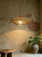 Sunburst Woven Straw Pendant Lamp