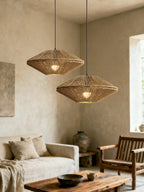 Sunburst Woven Straw Pendant Lamp