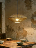 Sunburst Woven Straw Pendant Lamp