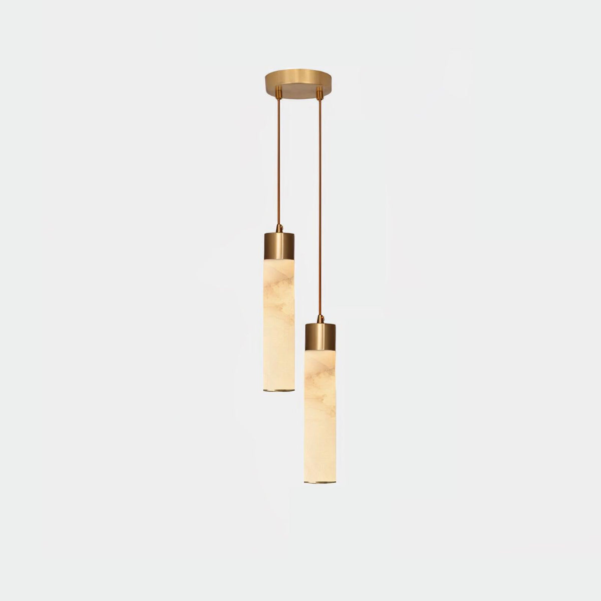 Tala Brass Pendant Lamp 2 Heads ? 5.9″ x H 59″ / Dia 15cm x H 150cm / Brass & White Alabaster / Warm White Pendant light
