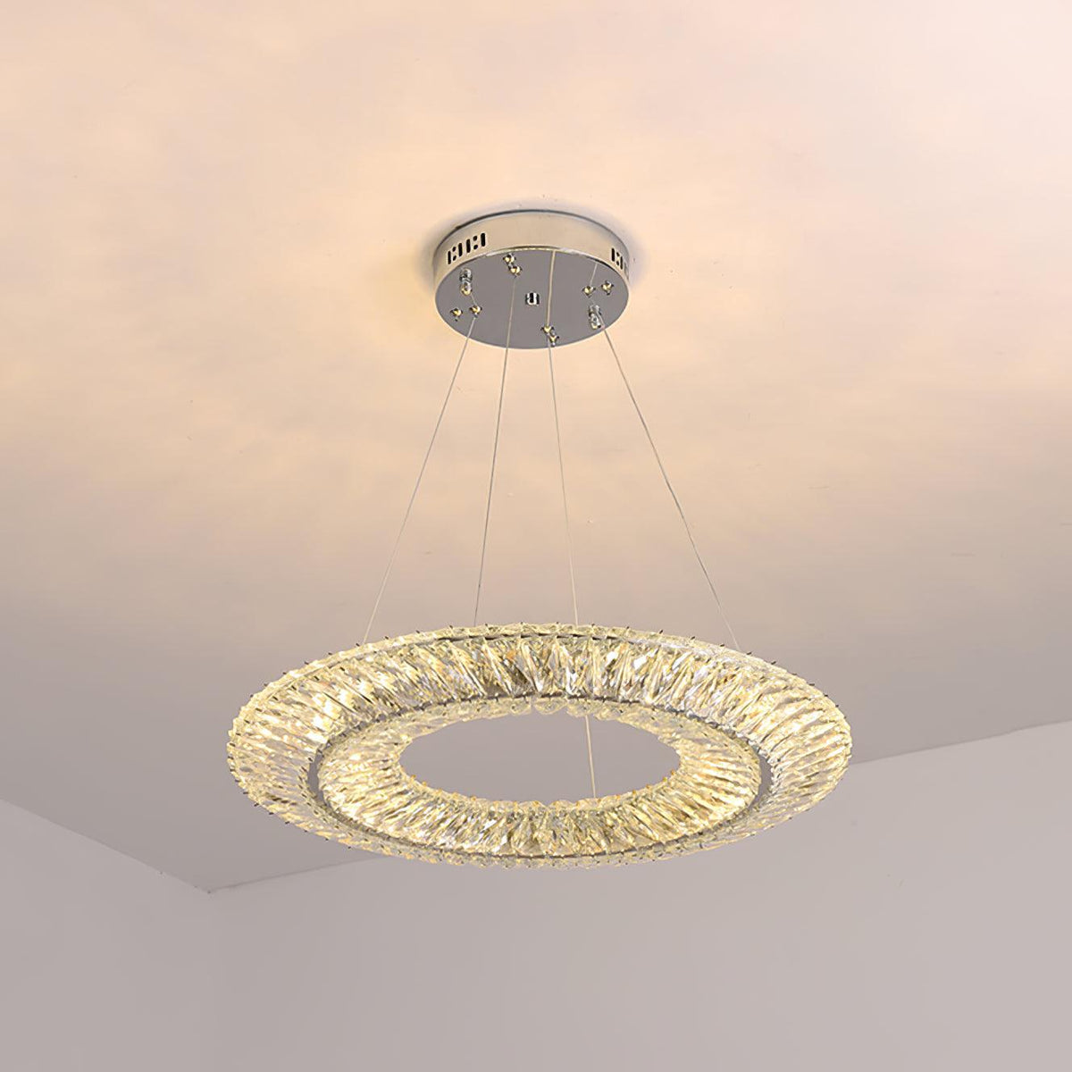 Tanager Geometric Chandelier ∅ 15.7″ x H 59″ / Dia 40cm x H 150cm / Silver / Warm White Chandelier
