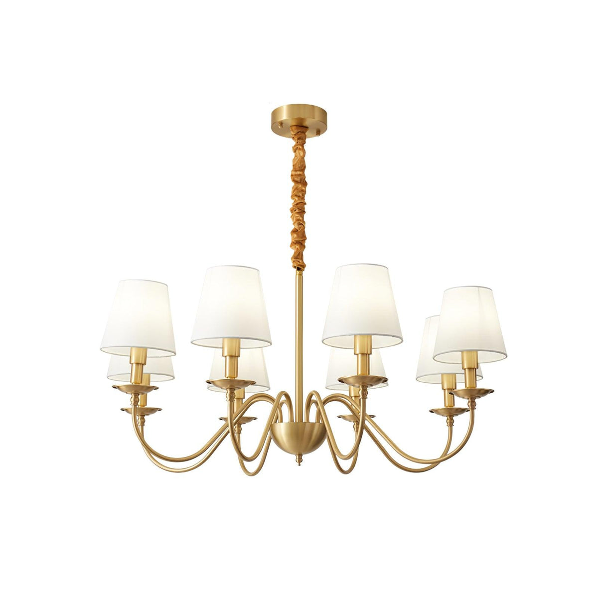 Tapered Fabric Brass Chandelier 8 Heads ? 31.5″ x H 15.7″ / Dia 80cm x H 40cm / Brass & White Chandelier