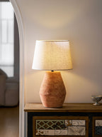 Textured Terracotta Toned Table Lamp