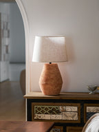 Textured Terracotta Toned Table Lamp