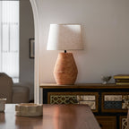 Textured Terracotta Toned Table Lamp