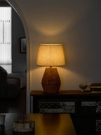 Textured Terracotta Toned Table Lamp