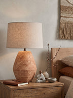 Textured Terracotta Toned Table Lamp
