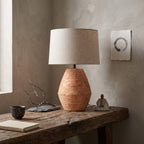 Textured Terracotta Toned Table Lamp