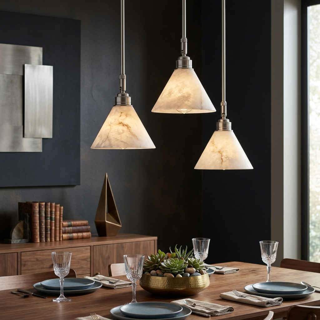 Thessa Alabaster Cone Pendant Light