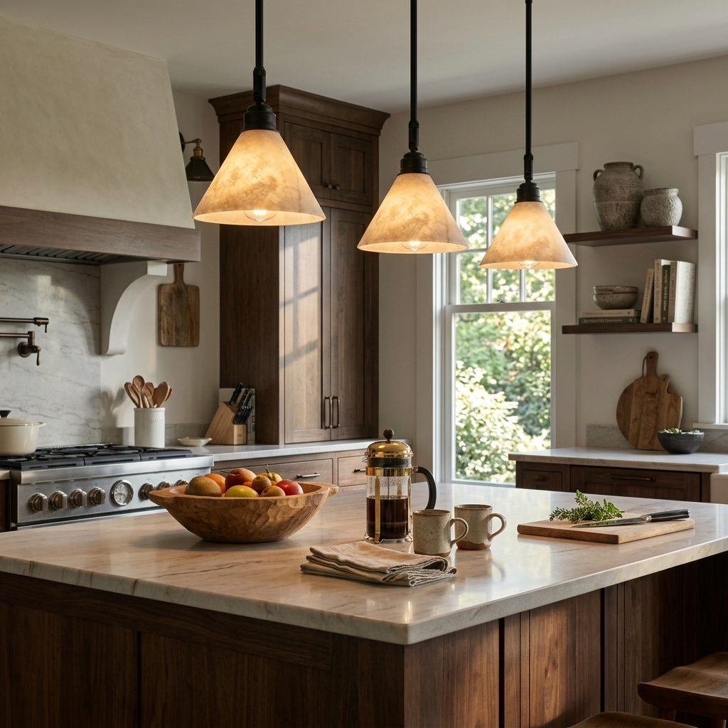 Thessa Alabaster Cone Pendant Light