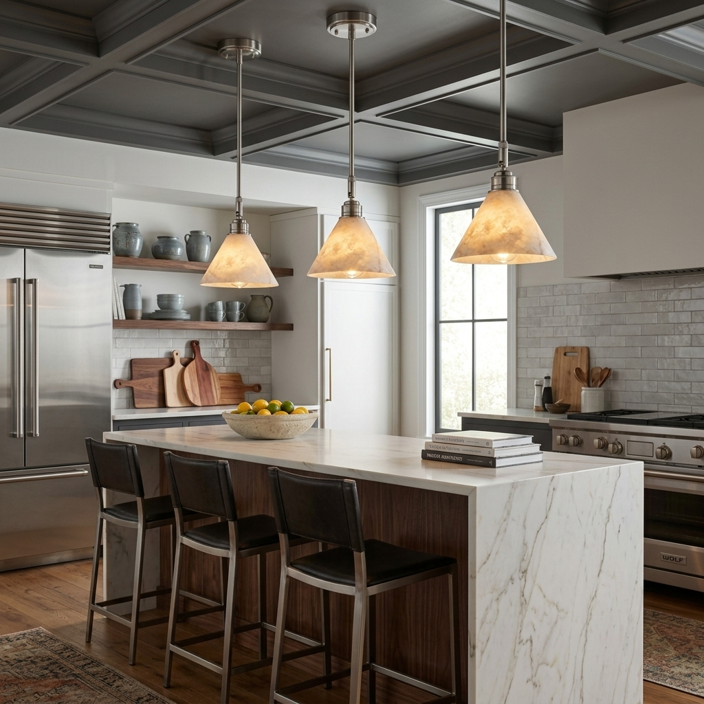 Thessa Alabaster Cone Pendant Light