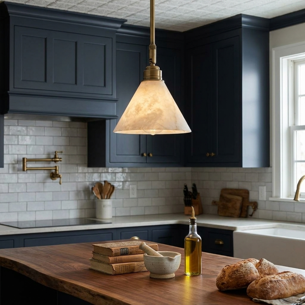 Thessa Alabaster Cone Pendant Light