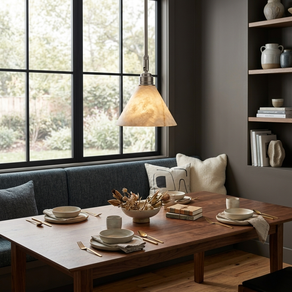 Thessa Alabaster Cone Pendant Light