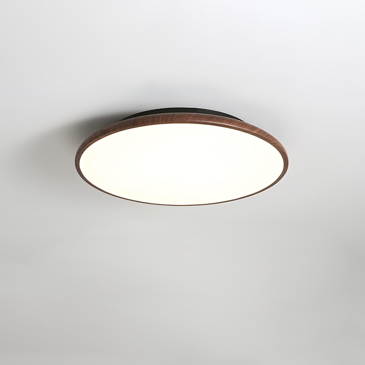 Thin Geometry Shape Ceiling Lamp ∅ 15.7″ x H 1.4″ / Dia 40cm x H 3.5cm / Walnut Wood Grain / Three-Color Changing Light