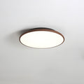 Thin Geometry Shape Ceiling Lamp ∅ 11.8″ x H 1.4″ / Dia 30cm x H 3.5cm / Walnut Wood Grain / Three-Color Changing Light