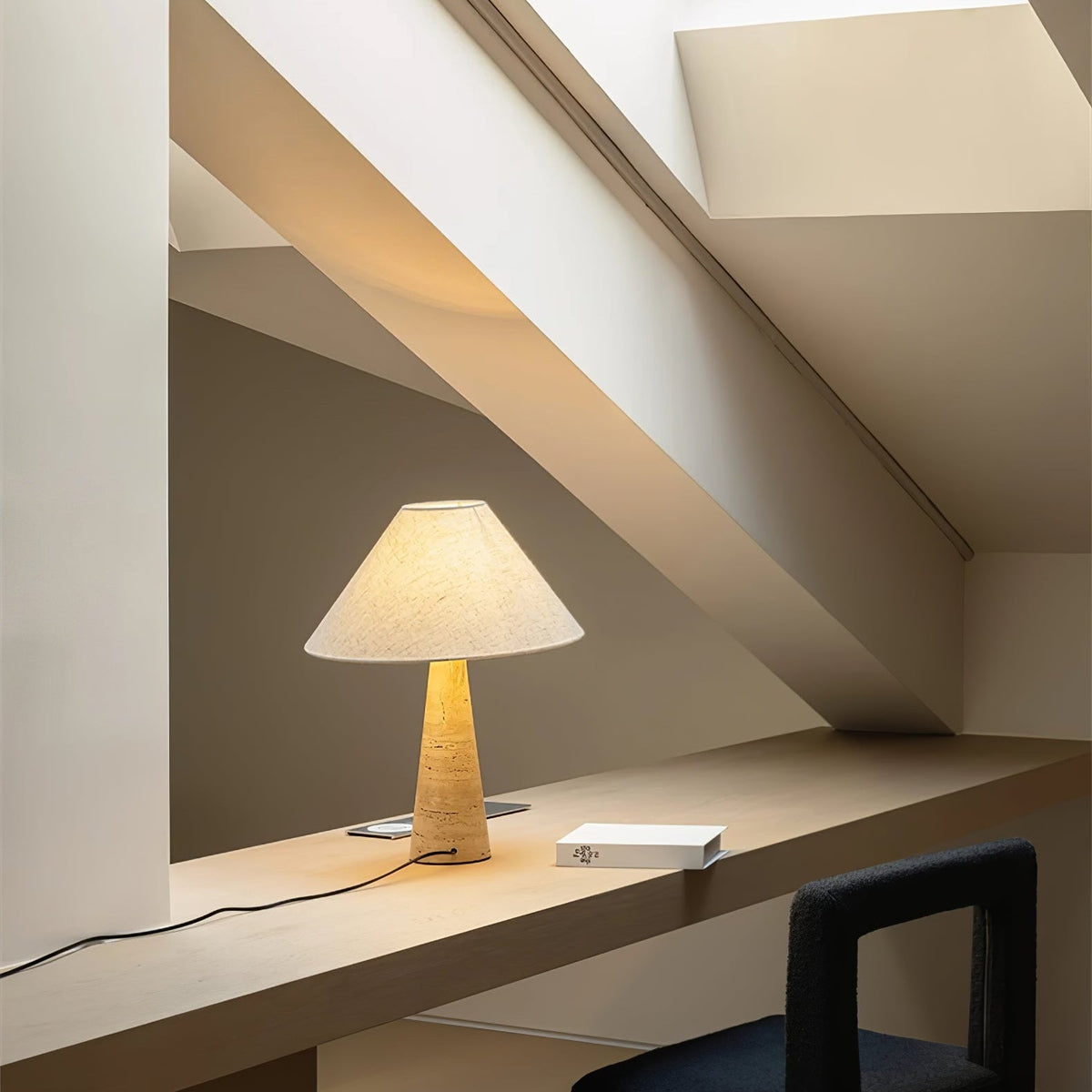 Travertine Column Table Lamp