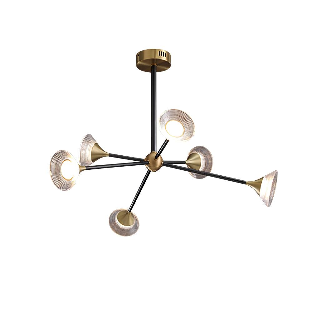 Tristan Chandelier 6 Heads ∅ 31.5″ x H 21.3″ / Dia 80cm x H 54cm / Gold & Transparent / Three-Color Changing Light