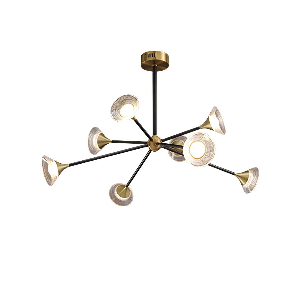Tristan Chandelier 8 Heads ∅ 35.4″ x H 22.1″ / Dia 90cm x H 56cm / Gold & Transparent / Three-Color Changing Light