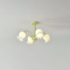 Trumpet Flower Chandelier Model A 4 heads ∅ 25.6″ x H 15″ / Dia 65cm x H 38cm / Green & White Chandelier