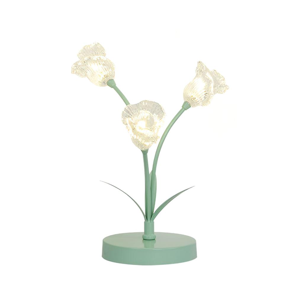 Tulip Flower Table Lamp 3 Heads ∅ 5.1″ x H 14.2″ / Dia 13cm x H 36cm / Green / US plug Table lamp
