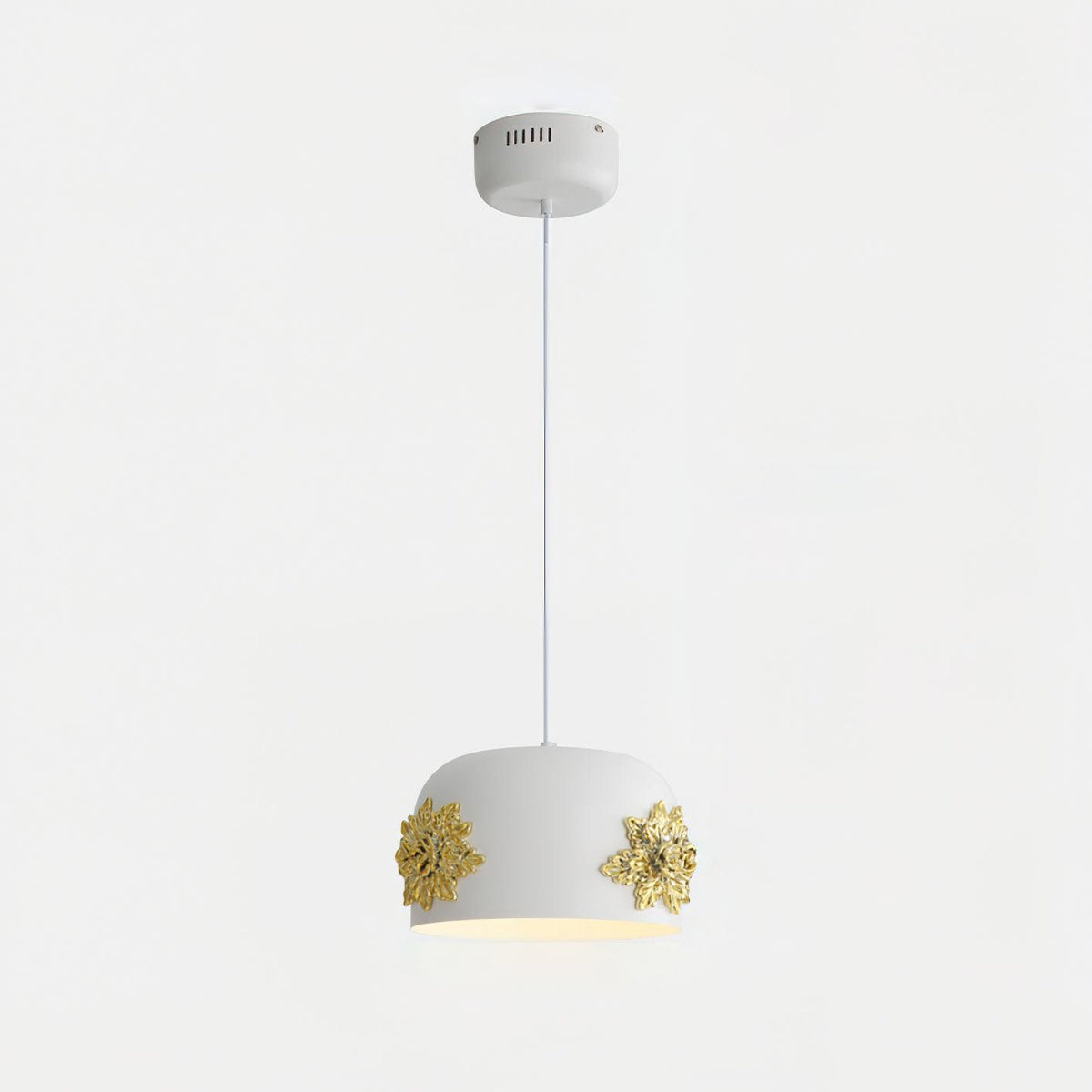 Tuz Pendant Light ∅ 11″ x H 5.9″ / ∅ 28cm x H 15cm / White & Gold / Warm Light Pendant light