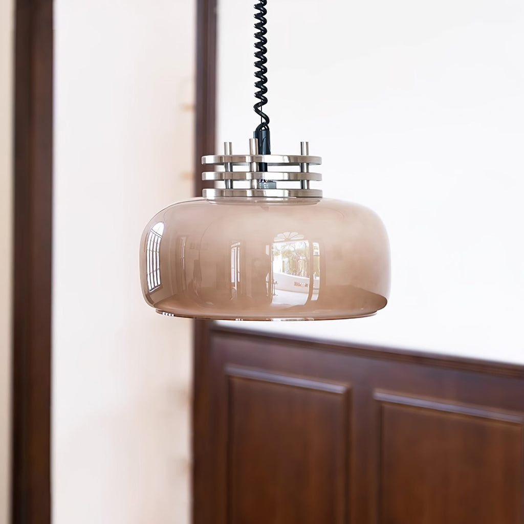 Ebb Pendant Lamp ∅ 13.8″ x H 9.4″ / Dia 35cm x H 24cm / Chrome & Light brown Pendant light