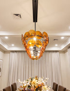 Pressed Glass Disc Linear Chandelier