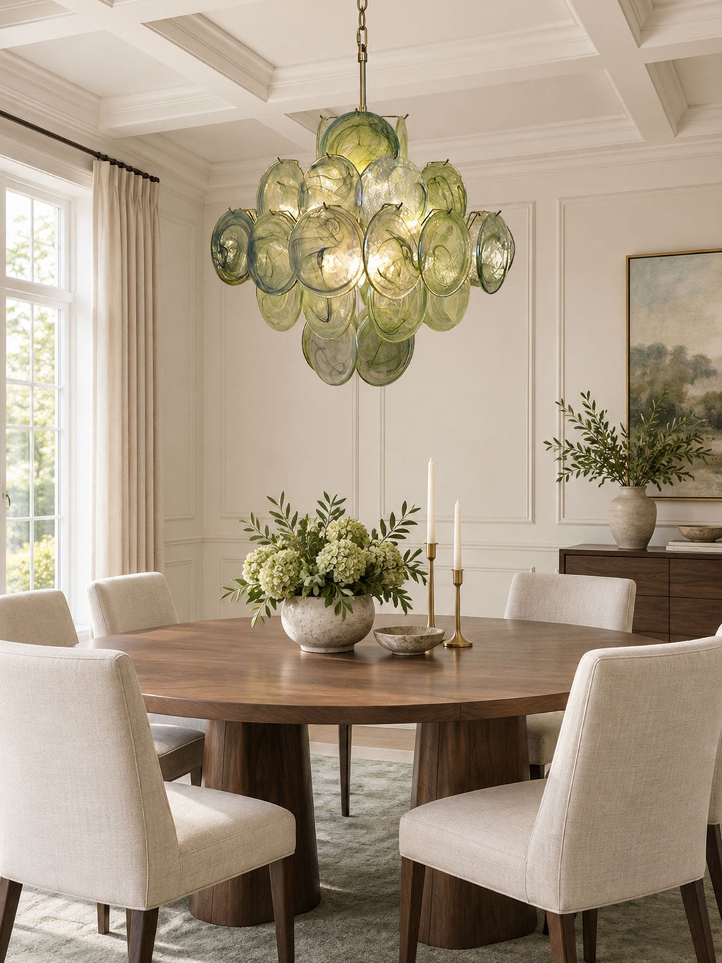 Verdant Bloom Glass Chandelier
