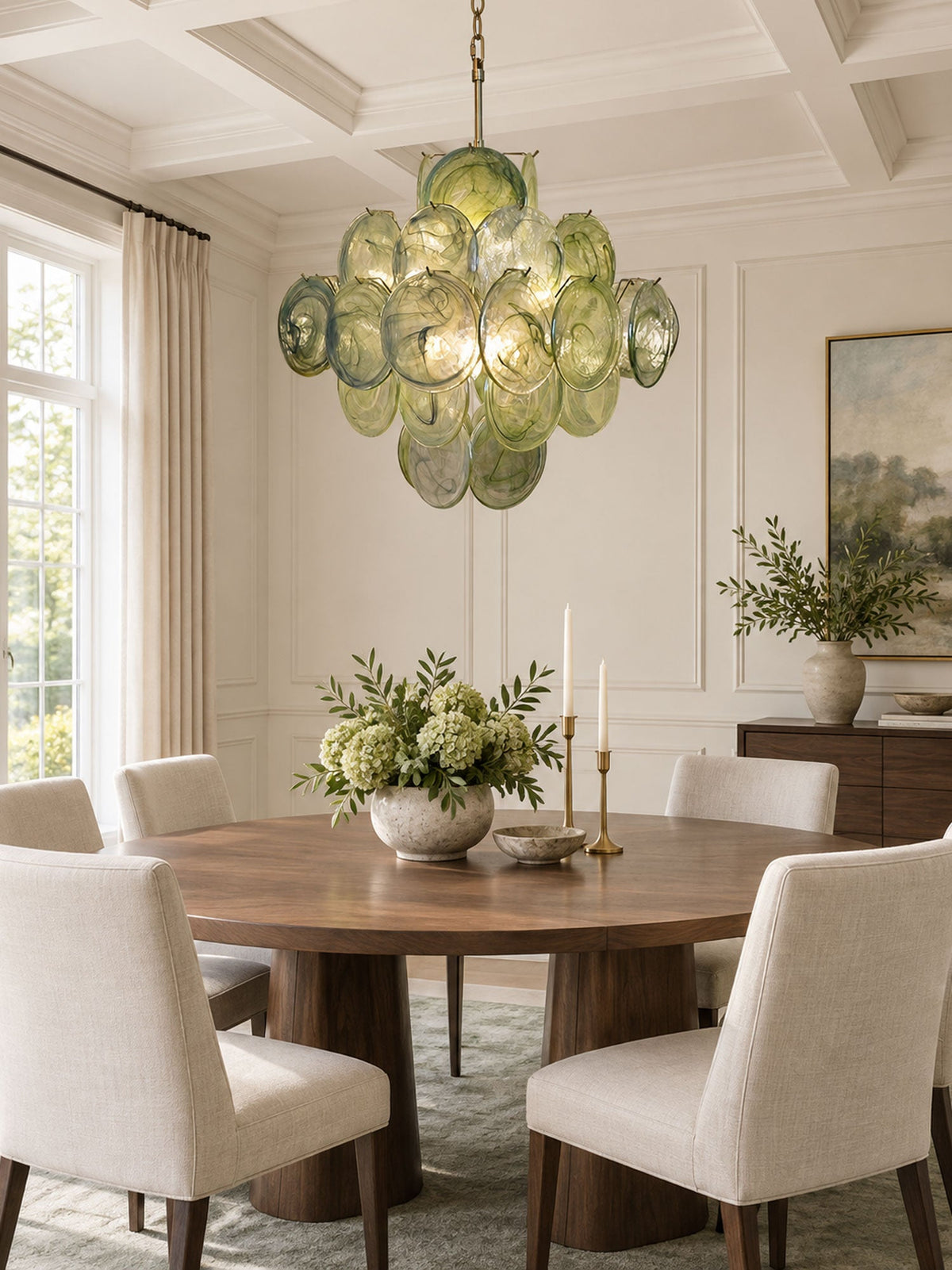 Verdant Bloom Glass Chandelier