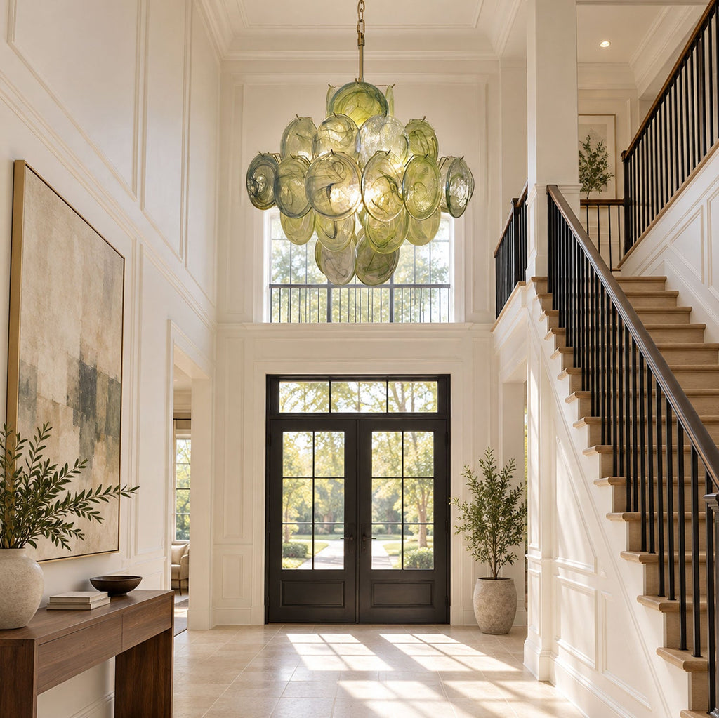 Verdant Bloom Glass Chandelier