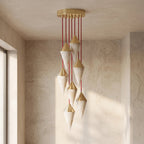 Vertex Faceted Alabaster Drop Chandelier