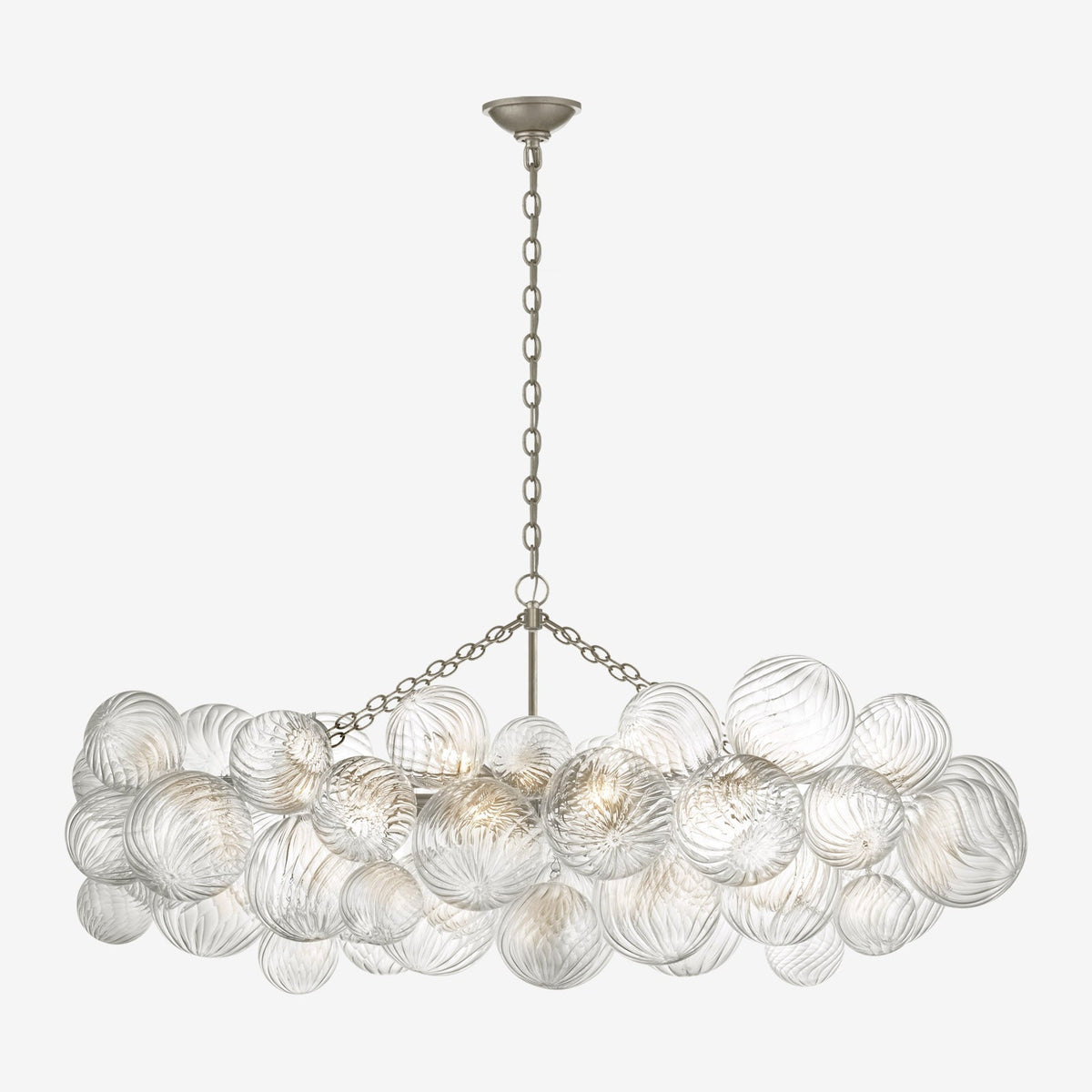 Talia Medium Linear Chandelier Burnished Silver Leaf and Clear Swirled Glass chandelier