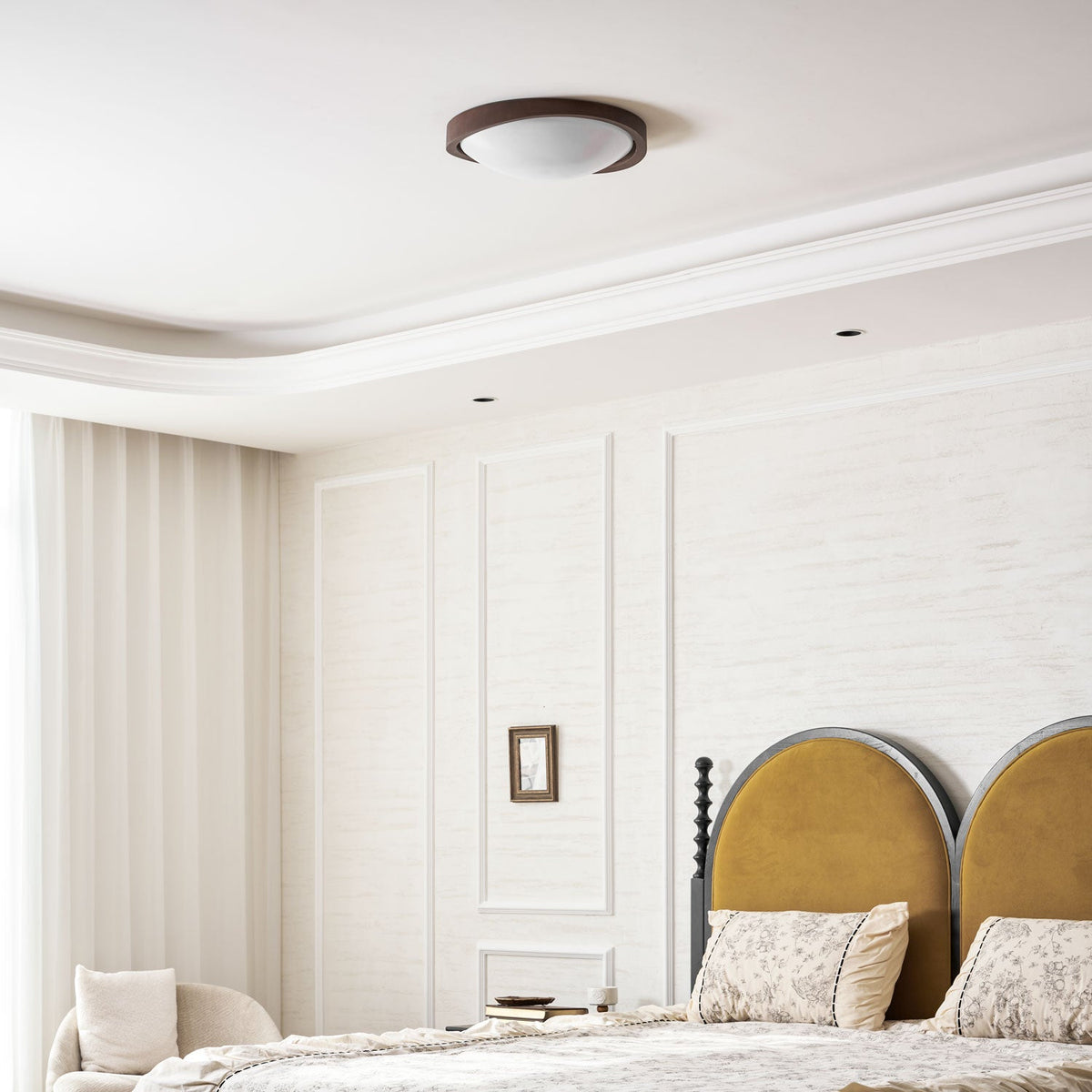 Walnut Curved Edge Ceiling Light