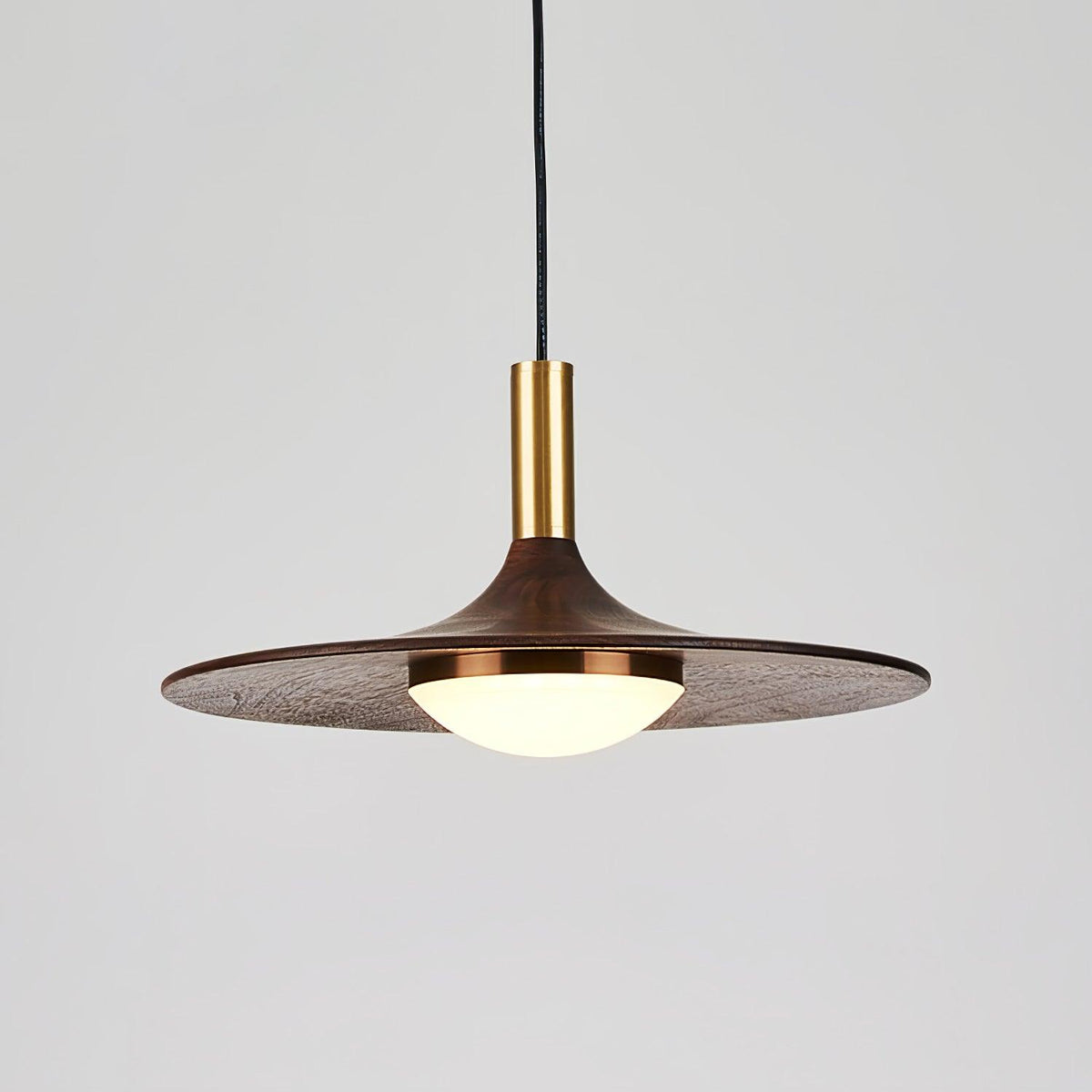 Walnut Wood Dish Pendant Light