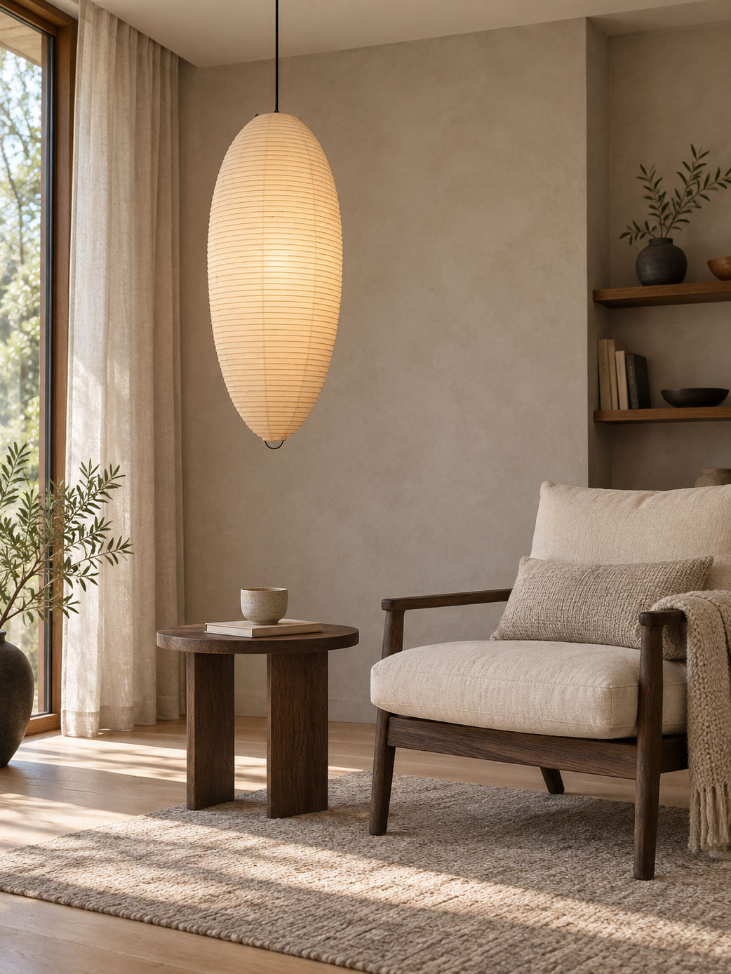 Washi Paper Chestnut Pendant Lamp