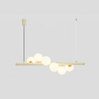 Wave Chandelier 6 heads L 35.4″ x H 11.8″ / L 90cm x H 30cm / Creamy yellow & White Chandelier