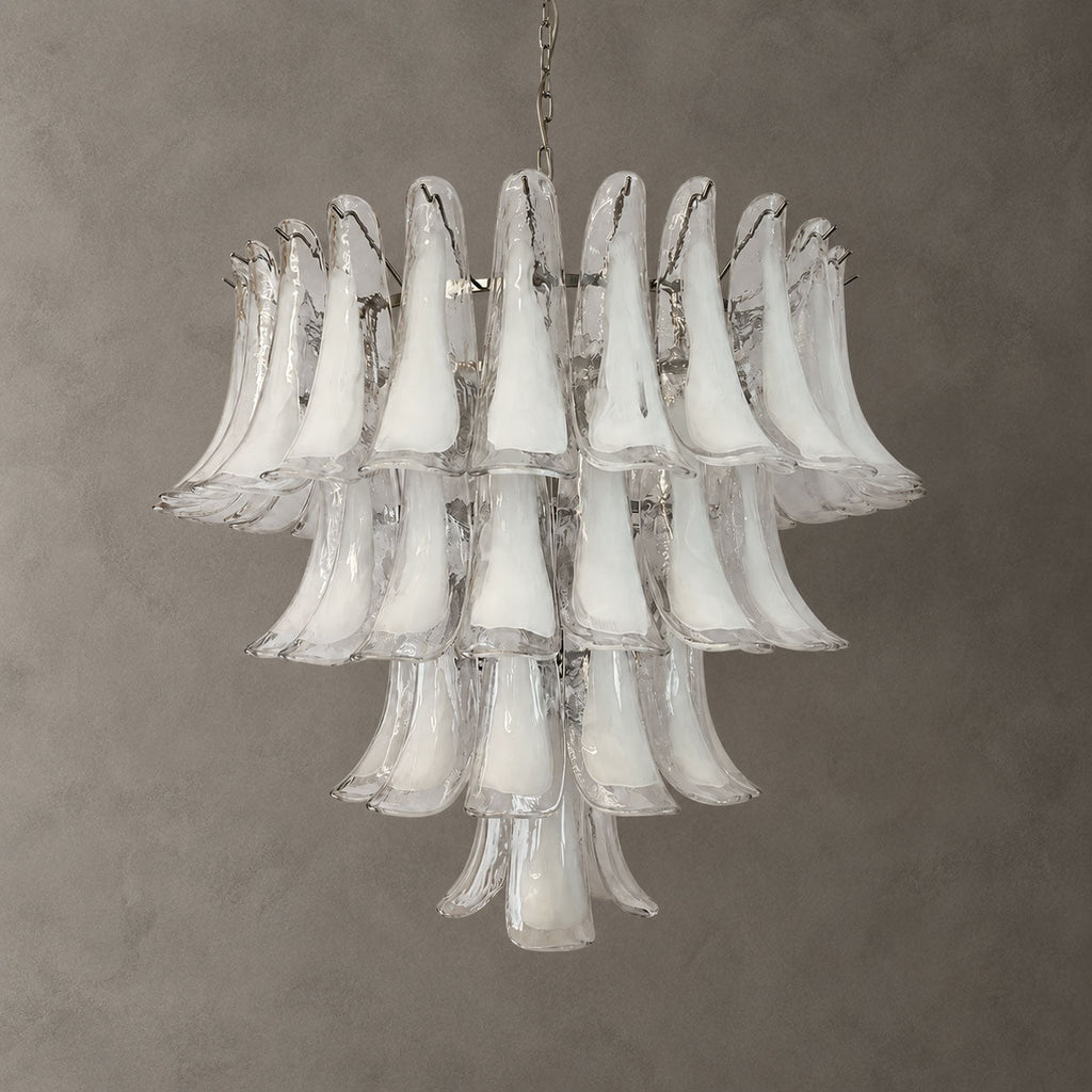 White Glass Petals Chandelier