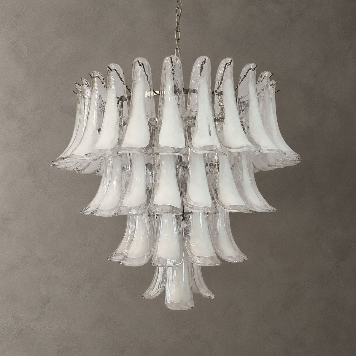 White Glass Petals Chandelier