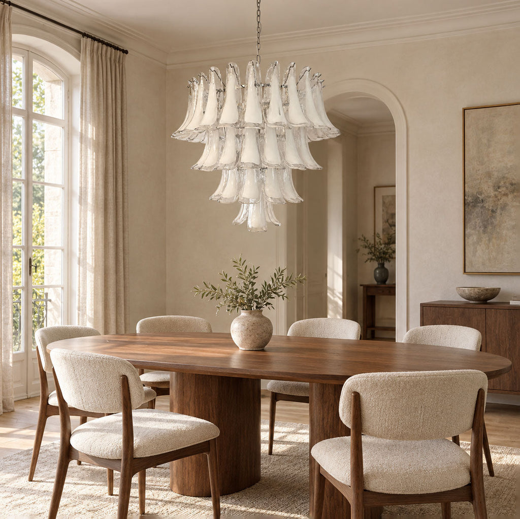 White Glass Petals Chandelier