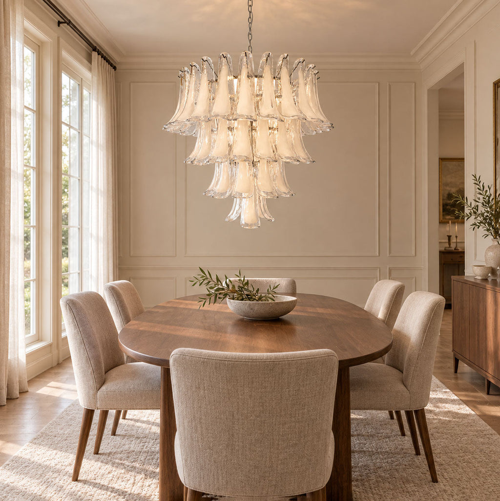 White Glass Petals Chandelier